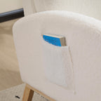 Modern Accent Rocking Chair Rocking Chair with Solid Wood Legs, Upholstered Nursery Glider Rocker, Comfy Armchair with Side Pocket, Living Room Lounge Arm Chair with High Backrest (white,teddy) - Grand Goldman Shop
