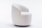 Teddy Fabric Swivel Accent Armchair Barrel Chair With Black Powder Coating Metal Ring,Ivory White - Grand Goldman Shop