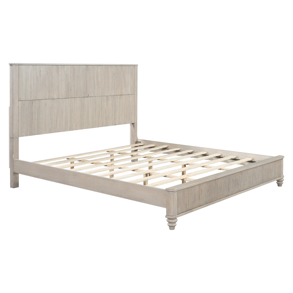 3-Piece Bedroom set with a King Size Bed and 2 Nightstands, Beige - Grand Goldman Shop