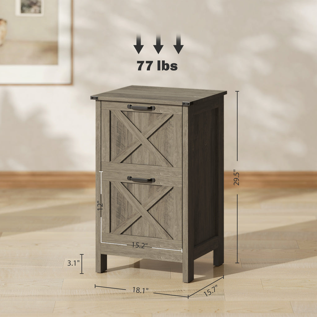 File Cabinet with 2 Drawers, Rustic Farmhouse Office Storage Cabinet - Grand Goldman