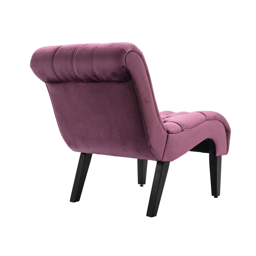 COOLMORE Modern Velvet Armless Accent Living Room Chair / Leisure Chair,Upholstered Fabric Button Comfortable Chair with Wooden Legs for Bedroom, Living Room, Office (Purple Velvet) - Grand Goldman Shop