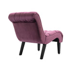 COOLMORE Modern Velvet Armless Accent Living Room Chair / Leisure Chair,Upholstered Fabric Button Comfortable Chair with Wooden Legs for Bedroom, Living Room, Office (Purple Velvet) - Grand Goldman Shop