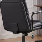 Office Chair,Mid Back Home Office Desk Task Chair with Wheels and Arms Ergonomic PU Leather Computer Rolling Swivel Chair wit