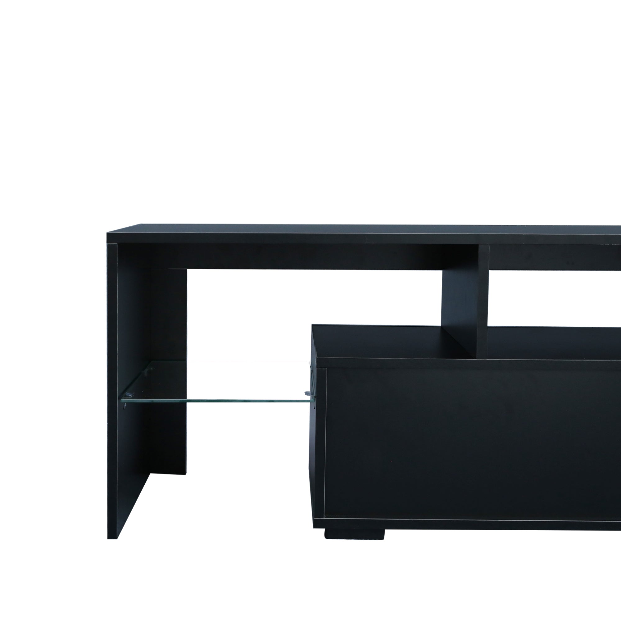 Modern Black TV Stand, 20 Colors LED TV Stand w/Remote Control Lights - Grand Goldman Shop