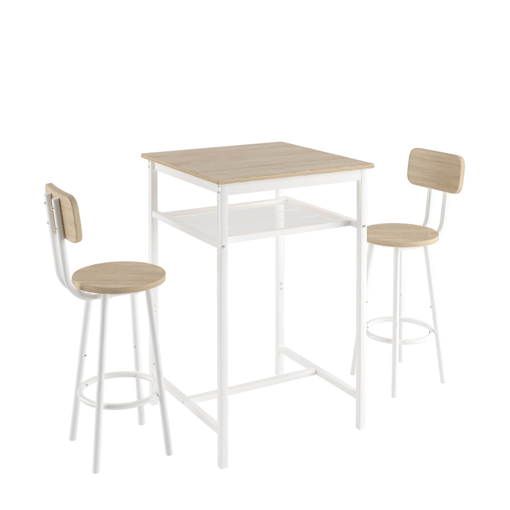 Bar table, equipped with 2 bar stools , with backrest and partition (beige) - Grand Goldman Shop