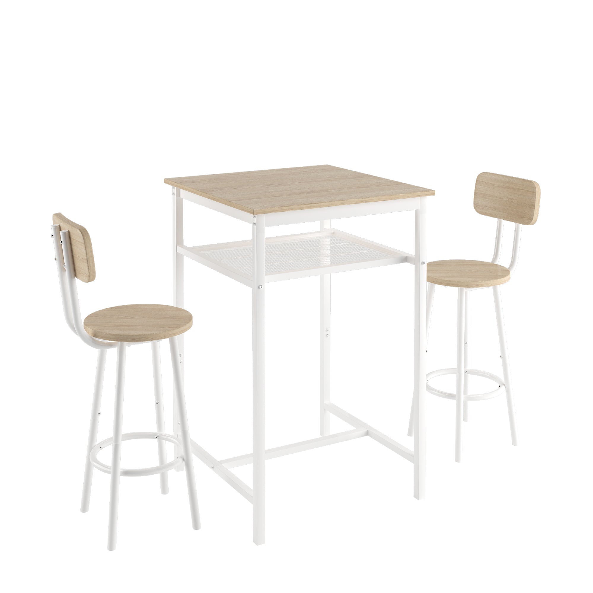 Bar table, equipped with 2 bar stools , with backrest and partition (beige) - Grand Goldman Shop