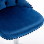 A&A Furniture,Swivel Velvet Barstools Adjusatble Seat Height from 25-33 Inch, Modern Upholstered Chrome base Bar Stools with Backs Comfortable Tufted for Home Pub and Kitchen Island（Blue,Set of 2） - Grand Goldman Shop