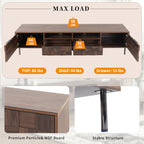 Mid Century TV Stand with 2 Drawers in Dark Brown, Media Console Table for TVs up to 85'', Made of Particle Board and MDF, 78.7'' x 15.7'' x 17.7'' - Grand Goldman Shop