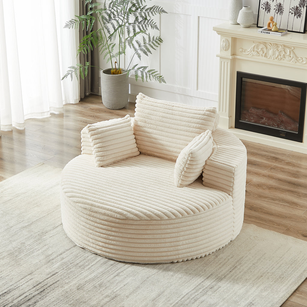 55'L Corduroy Sponge single sofa,No Assembly Required,Fluffy Modern Sleeper Chair for Living room, Bedroom, Lounge and Projection Room(Not a swivel chair.) - Grand Goldman Shop