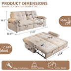 W3820S00024, a 77-inch convertible sofa bed, and a 2-in-1 piece suitable for both sitting and lying. Made of cloud-like fabric, it is applicable to living rooms, bedrooms and apart - Grand Goldman Shop