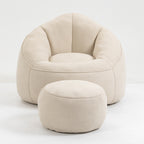 Bedding Bean Bag Sofa Chair with High-Pressure Foam and Footrest, Beige Microfiber - Grand Goldman Shop