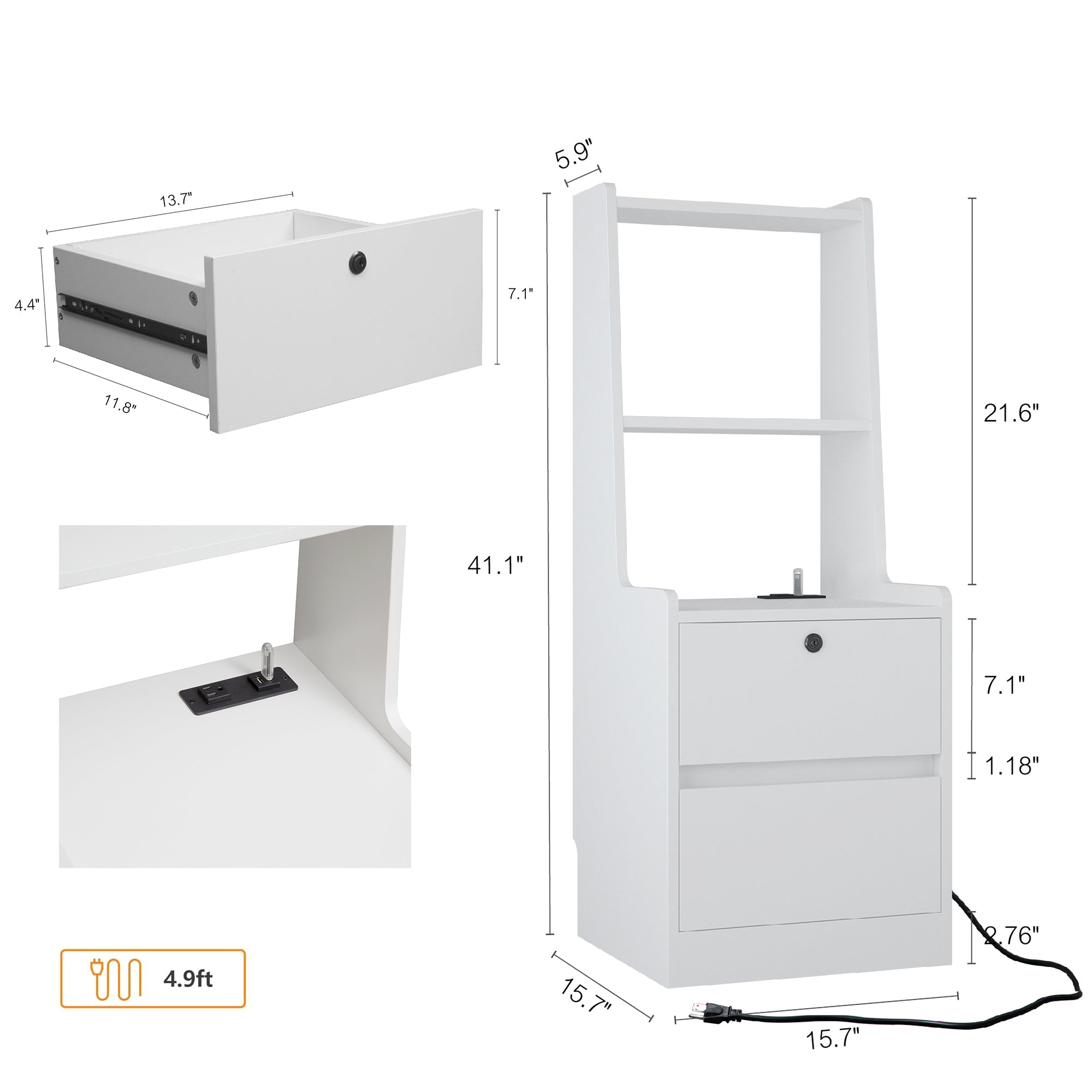 Nightstands Set of 2, with Charging Station, Smart Nightstand with Night Light, Modern Night Stand with Bookshelf, Bedside Tables with Storage Cabinet for Bedroom,White - Grand Goldman Shop