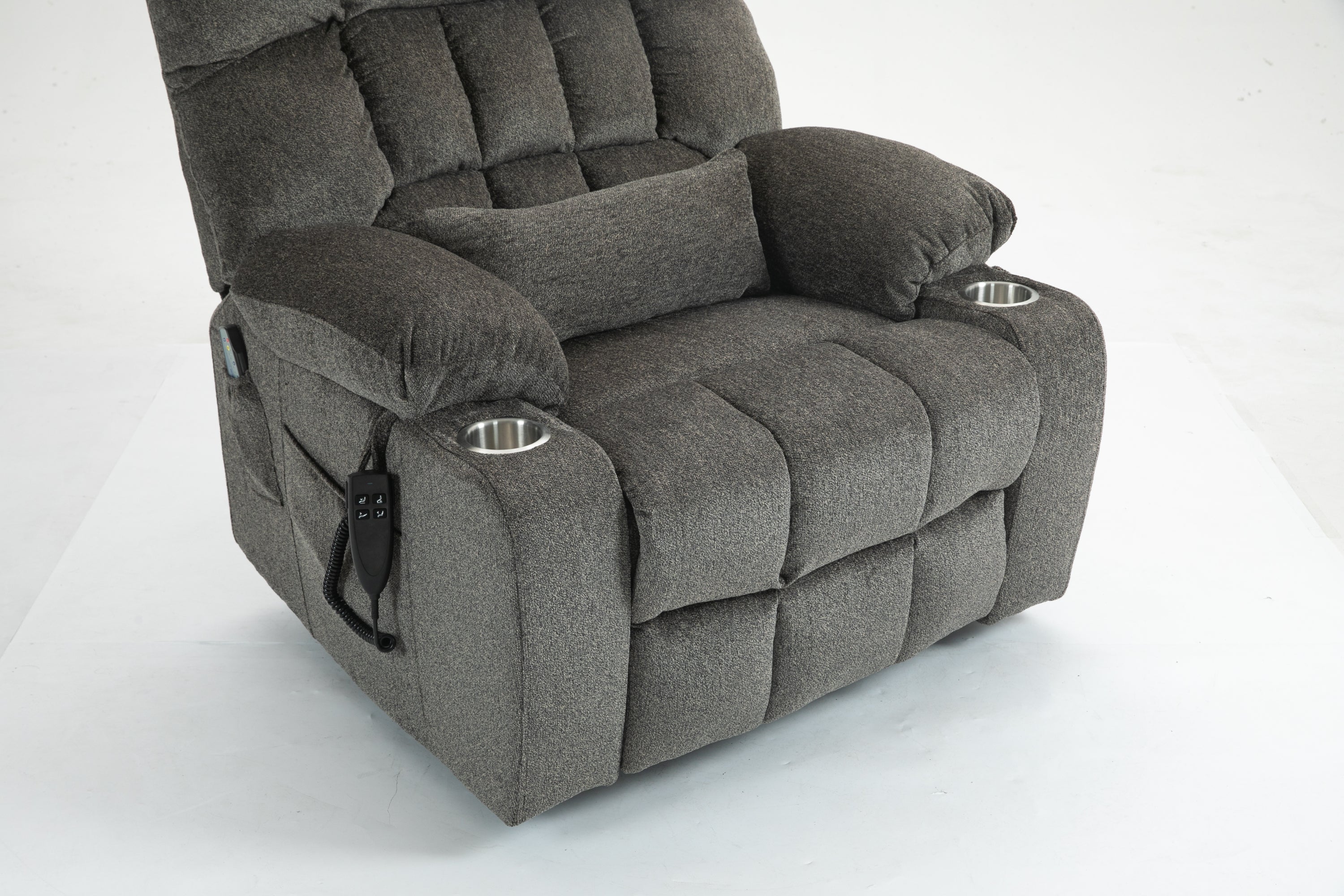 Lift Chair for Big and Tall Person with Inconvenient Legs: High Density Foam Lift Sofa with Heat and Massage, 2 Pockets, 2 Cup Holder, 2 Remote, OKIN Motor - Grand Goldman Shop