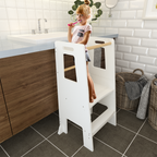 Kids Standing Tower, Child Kitchen Step Stool Toddler Wood Stepping Stool - Children's Montessori Stool - Adjustable Height, 