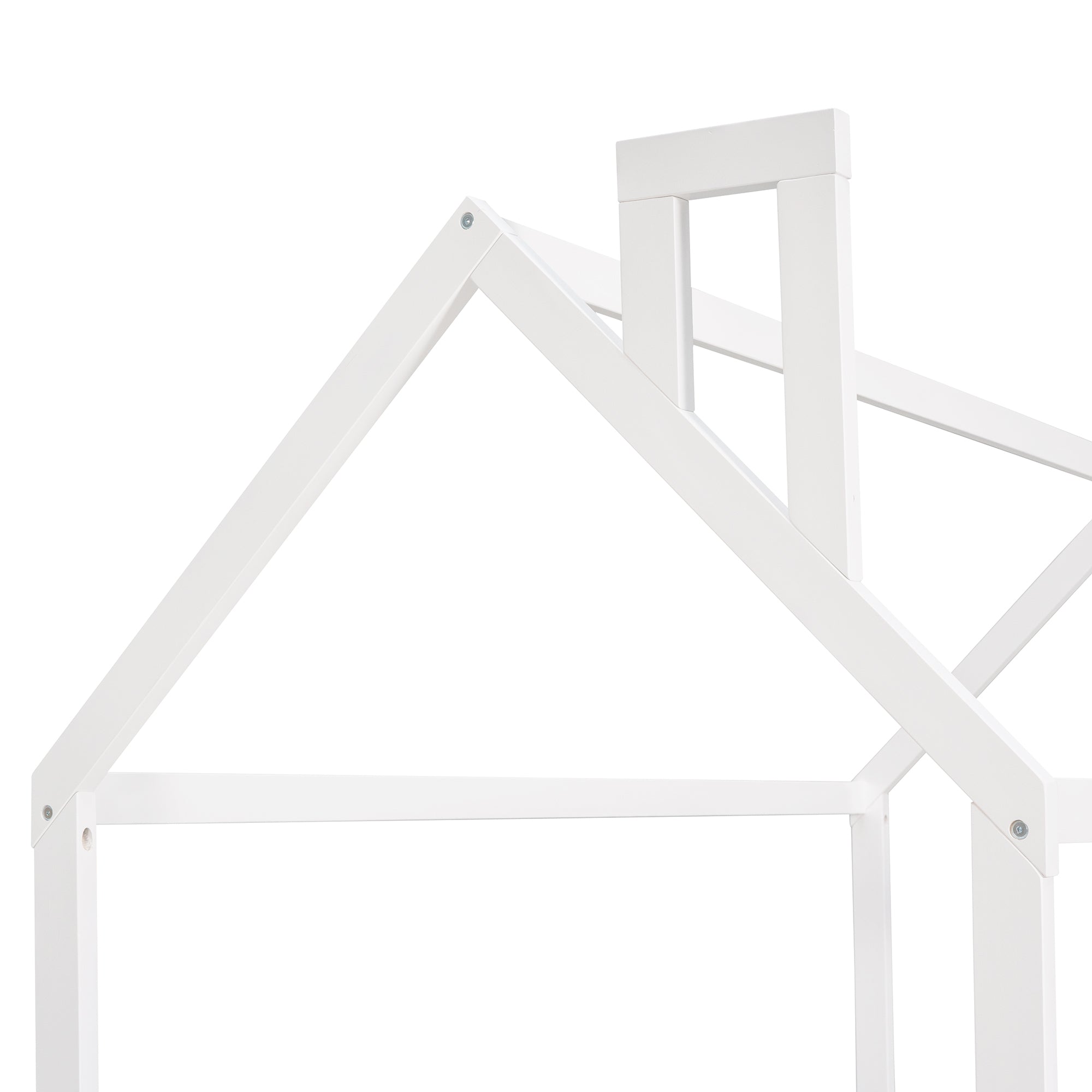 {Slats are not included}Twin Size Wood Bed House Bed Frame with Fence,for Kids,Teens, Girls,Boys {White}{OLD SKU:WF194274AAK} - Grand Goldman Shop