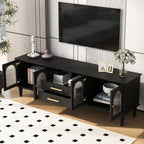68.9'' Retro TV Stand for TVs up to 75 Inches, Entertainment Center Media Console with Fluted Glass Doors and Five Solid Wood Legs for Living room - Grand Goldman Shop