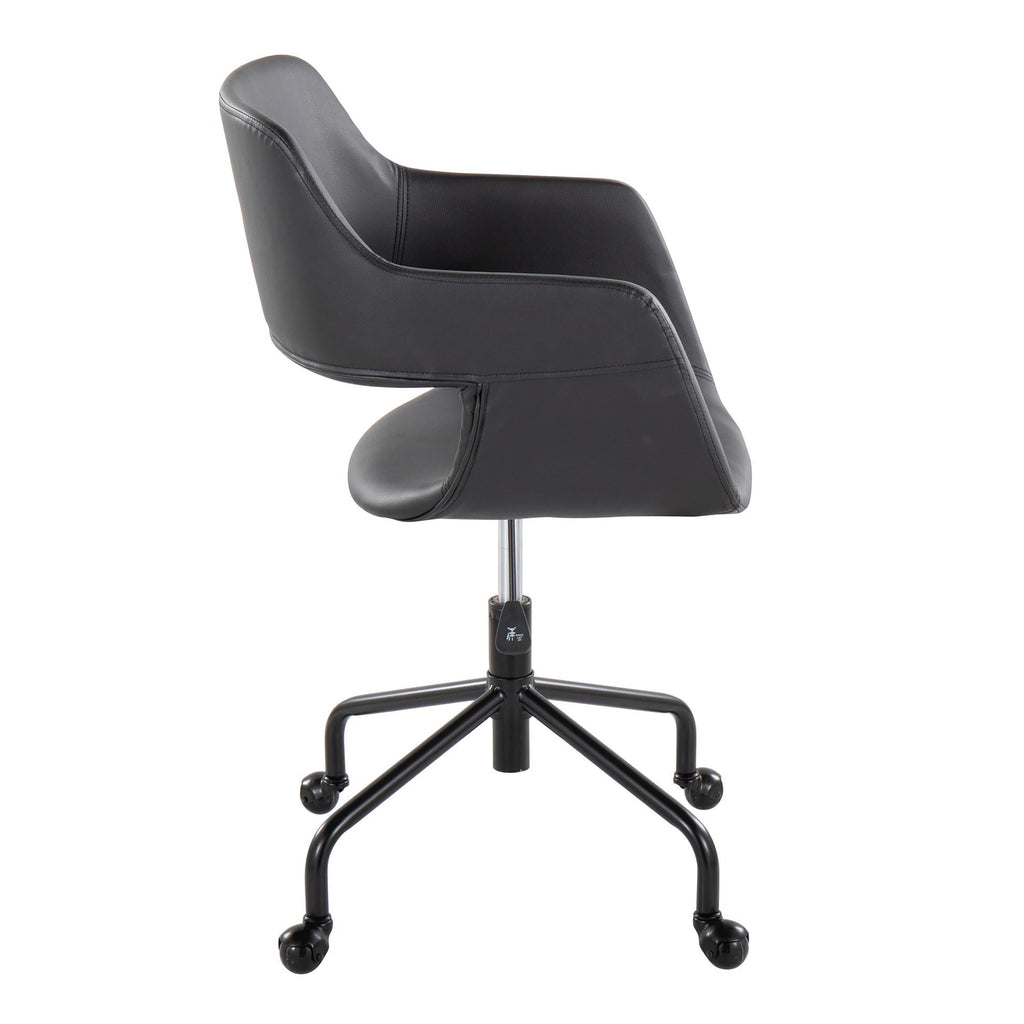 Contemporary Adjustable Office Chair in Black Metal and Black Faux Leather | Premium Home Decor - Grand Goldman