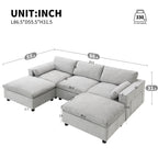 [VIDEO]86.5'' Chenille Modular Sectional Sofa with Storage Pockets, 5 Seat U Shaped Couch Set with Pillows,Free Combination,Modern Cloud Sofa with 2 Movable Ottoman for Living Room,Apartment,3 Colors - Grand Goldman Shop