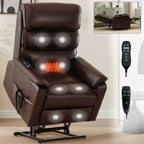 Brown Leatheraire Dual Motor Infinite Position Up to 350 LBS Power Lift Recliner Chair with Power-Remote, Heat Massage and Heavy Duty Motion Mechanism - Grand Goldman Shop