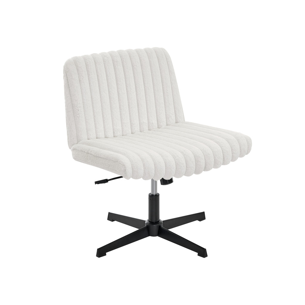 Blynn Adjustable Swivel Criss Cross Chair, Wide Seat Office Chair Vanity Chair, Cream White - Grand Goldman