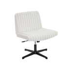 Blynn Adjustable Swivel Criss Cross Chair, Wide Seat Office Chair Vanity Chair, Cream White - Grand Goldman