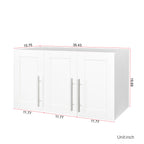 Stackable Wall Mounted Storage Cabinet, 15.75 'D x 35.43' W x 19.69 'H, White - Grand Goldman Shop