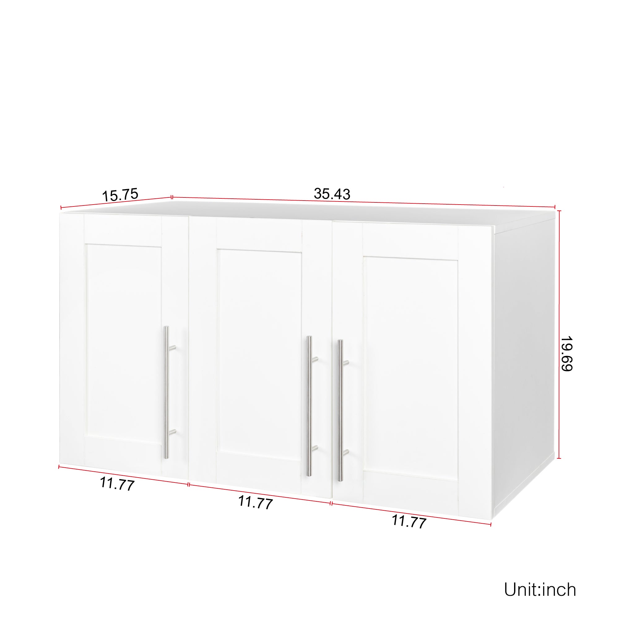 Stackable Wall Mounted Storage Cabinet, 15.75 'D x 35.43' W x 19.69 'H, White - Grand Goldman Shop