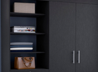 Kenya 3 Drawers Armoire, Double Door, 3-Tier Shelf -Black - Grand Goldman Shop