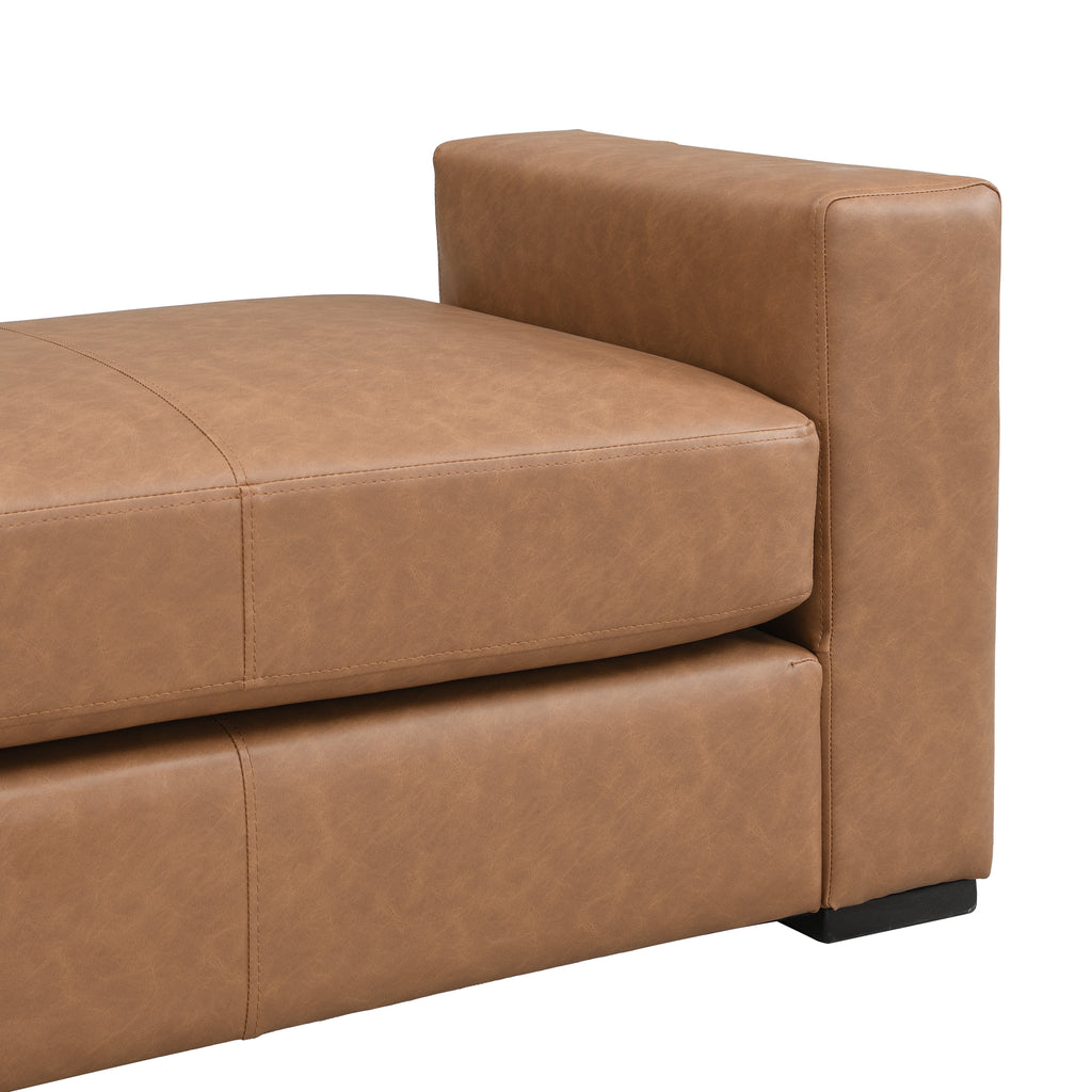 Stylish and Durable Brown Faux Leather Ottoman - Grand Goldman Shop