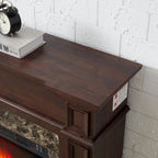 Electric Fireplace with Mantel, Fireplace Mantel, Fireplace Heater Freestanding, Realistic Stacked Stone Surround with Remote Control Timer LED Flame, Cherry, 45.66'W*11.8'D*40'H - Grand Goldman Shop