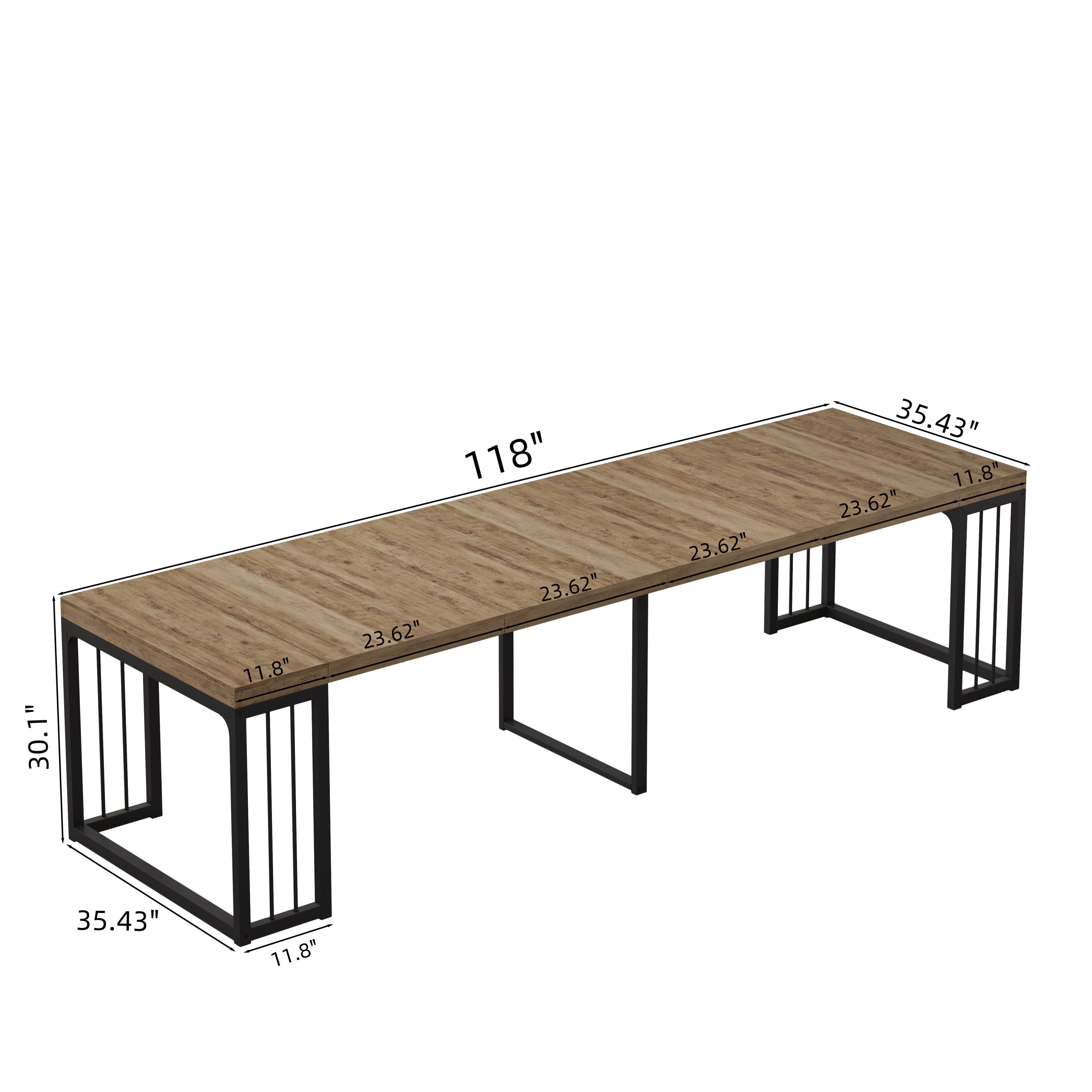 23.62'- 118'Modern Extendable Dining Table,Seats 2-10 People,,Space-Saving Wood Dining Table for Kitchen/Dining Room/Living Room,Perfect for Family Gatherings/Parties(Ancient Wood) - Grand Goldman Shop
