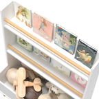 Kids Bookshelf White MDF and Pine Legs Book Organizer with Toy Storage, 26.77 x 12.60 x 36.61 inches - Grand Goldman