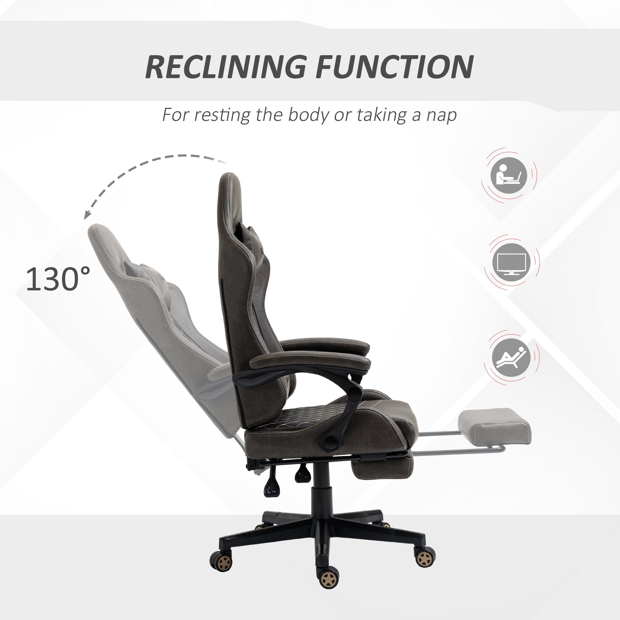 Vinsetto Racing Gaming Chair Diamond PU Leather Office Gamer Chair High Back Swivel Recliner with Footrest, Lumbar Support, A