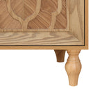 Carved Flower Door Large Storage Cabinet With Metal Handle Suitable For Living Room, Kitchen, Entryway(NATURAL WOOD) - Grand Goldman Shop