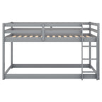 Gray Twin Over Twin Floor Bunk Bed with Ladder, Solid Pine Wood, 79.1''L x 42''W x 46.5''H - Grand Goldman Shop