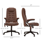 HOMCOM High Back Vibration Massage Office Chair with 6 Vibration Points, Heated Reclining PU Leather Computer Chair with Armr