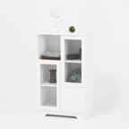 Modern MDF Painted Cabinet with Glass Doors and Drawer, White, for Bedroom and Living Room - Grand Goldman Shop