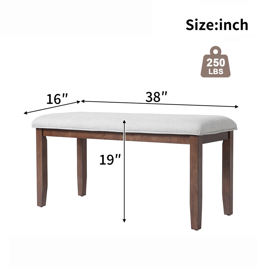 Upholstered Bench for Bedroom End of Bed,38-inch Entryway Bench for Living Room,Dining Bench with Padded Seat and Solid Wood Leg for Kitchen Bedroom,Indoor and Hallway (Bench, Beige+Cherry) - Grand Goldman Shop
