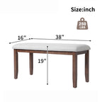 Upholstered Bench for Bedroom End of Bed,38-inch Entryway Bench for Living Room,Dining Bench with Padded Seat and Solid Wood Leg for Kitchen Bedroom,Indoor and Hallway (Bench, Beige+Cherry) - Grand Goldman Shop