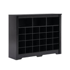 ON-TREND Sleek Design 24 Shoe Cubby Console, Modern Shoe Cabinet with Curved Base, Versatile Sideboard with High-quality for Hallway, Bedroom, Living Room, Black - Grand Goldman Shop