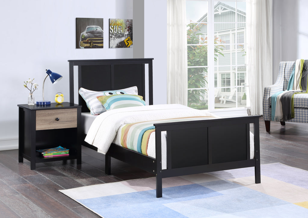 Connelly Reversible Panel Twin Bed Black/Vintage Walnut - Grand Goldman