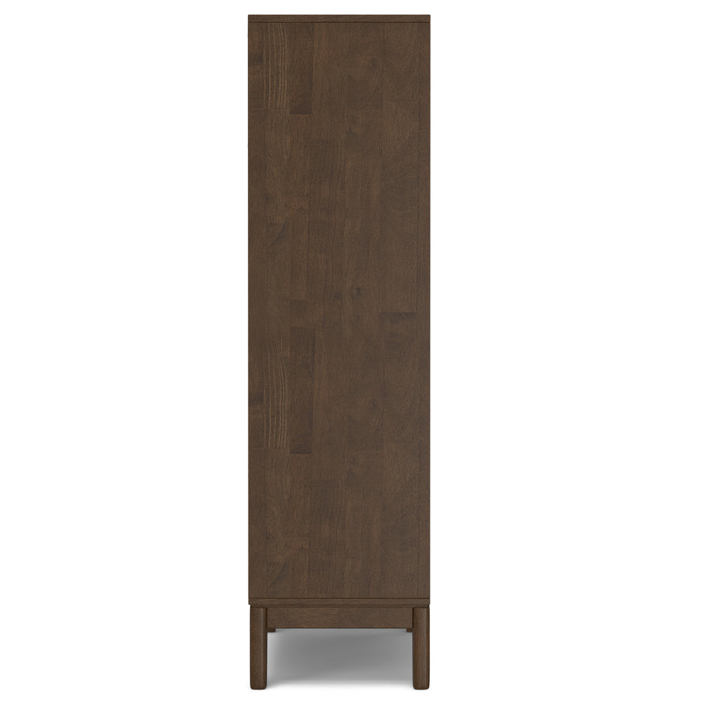 Harper 5 Shelf Bookcase in Walnut Brown with Solid Wood Construction and Mid-Century Modern Design - Grand Goldman