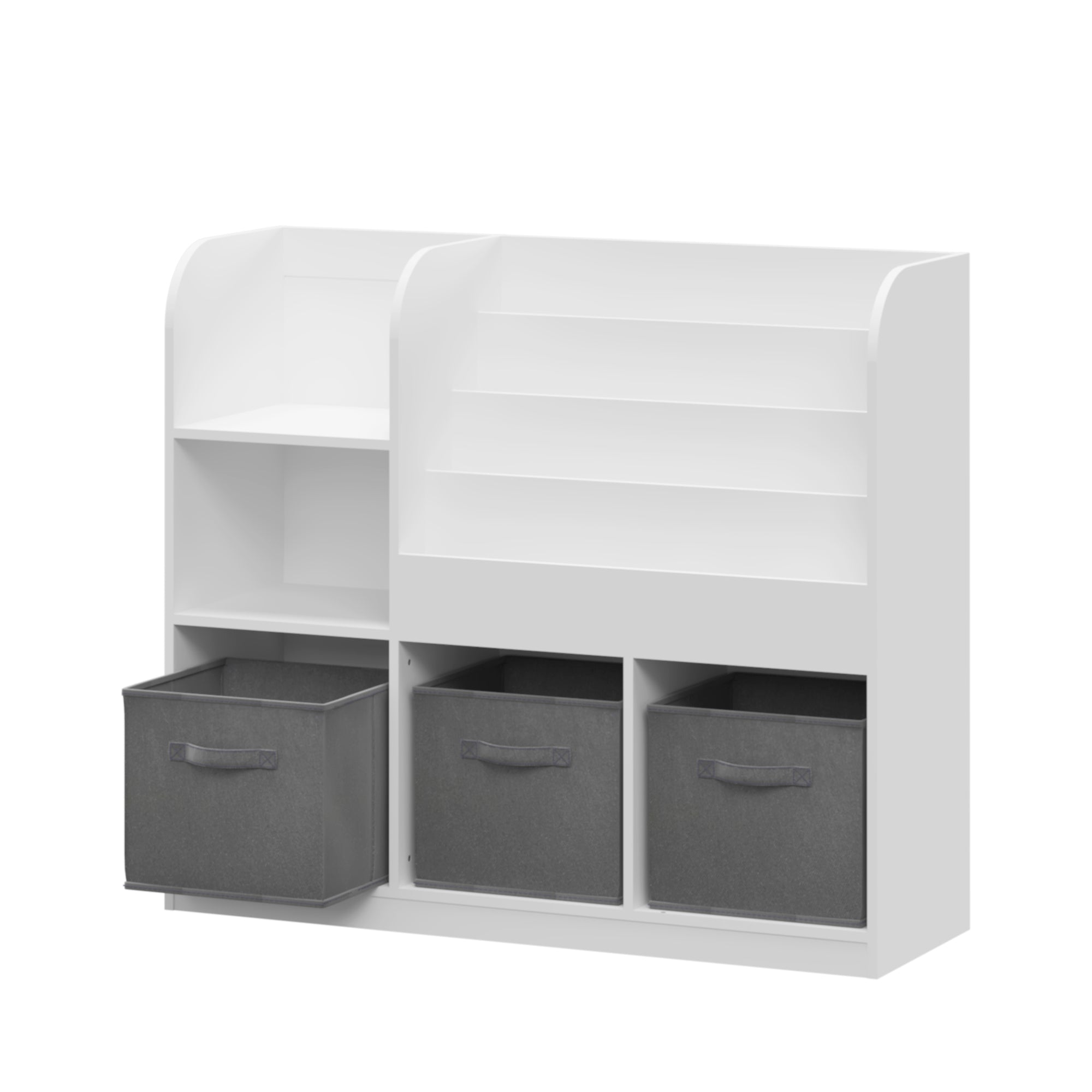 Kids Bookcase and Bookshelf with 3 Collapsible Fabric Drawers, Multifunctional Display Stand for Bedroom, Playroom, Hallway i
