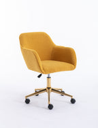 Modern Teddy Fabric Material Adjustable Height 360 Revolving Home Office Chair With Gold Metal Legs And Universal Wheel For I