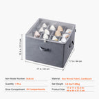 Under Bed Shoe Storage Organizer, 1 Pack, 16 Compartments, Underbed Shoe Box Storage Containers Adjustable Dividers, Sandal Organizer Storage with Clear Window, Breathable, Reinforced Handles - Grand Goldman Shop