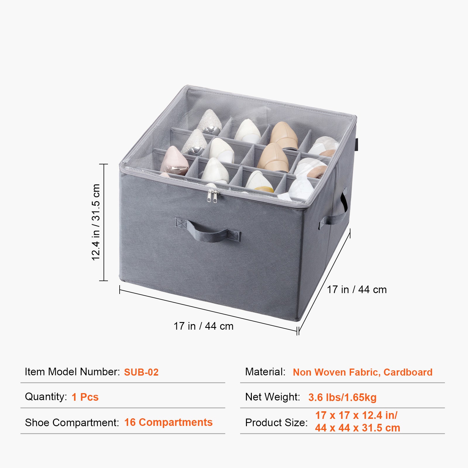 Under Bed Shoe Storage Organizer, 1 Pack, 16 Compartments, Underbed Shoe Box Storage Containers Adjustable Dividers, Sandal Organizer Storage with Clear Window, Breathable, Reinforced Handles - Grand Goldman Shop