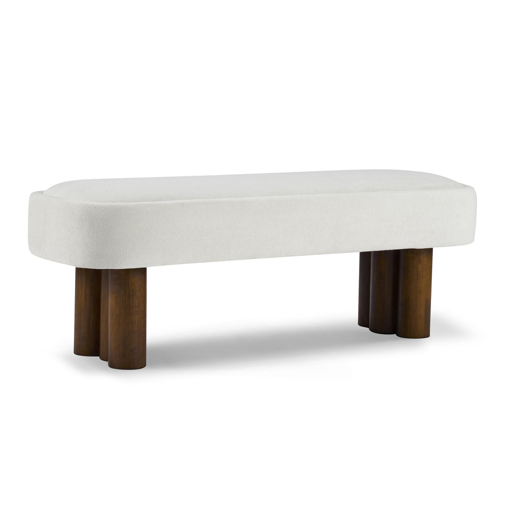 Indoor Beige Fabric Dining Bench with Walnut Color Legs, 51.57'L Upholstered Seating for Kitchen, Dining Room and Living Space,250lbs Capacity - Grand Goldman Shop