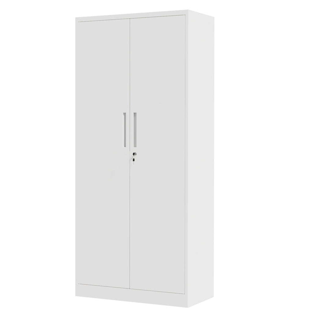 71'H Metal Garage Storage Cabinet, White Tool Steel Locking Cabinet with Doors and 4 Adjustable Shelves, Tall Cabinets for Ga
