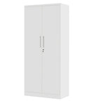 71'H Metal Garage Storage Cabinet, White Tool Steel Locking Cabinet with Doors and 4 Adjustable Shelves, Tall Cabinets for Ga