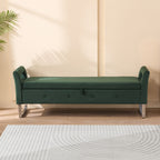 67.91' Wide Storage Soft Ottoman Bench with Armrests,Footrest Bed End Stool for Living Room, Dorm, Entryway and Bedroom, Green - Grand Goldman Shop